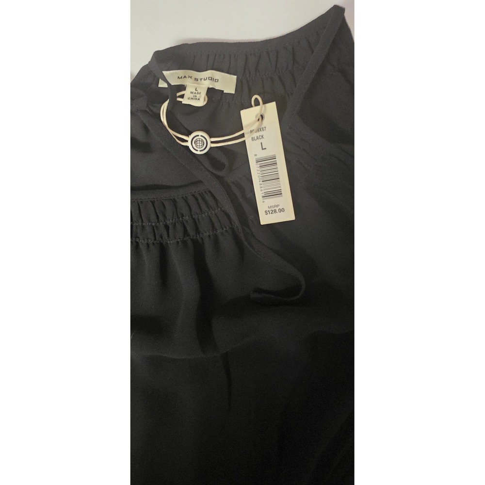Max Studio Women Black Cold Shoulder Shift Dress Long Sleeve Keyhole Back NWT L